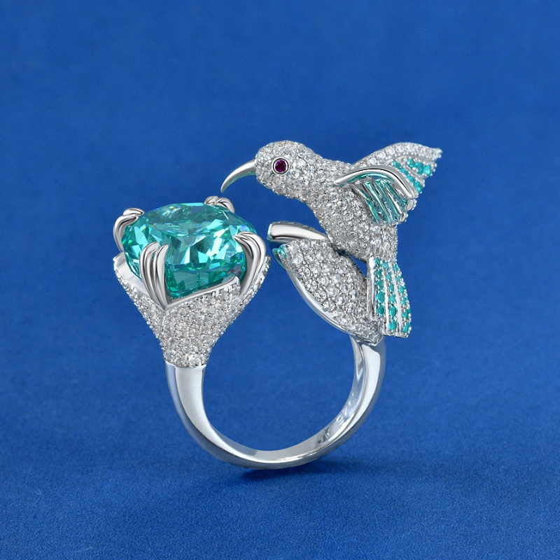 Nuevo diseño Sterling Silver 925 con anillo de pájaro de piedra de circón aaaaa listo para enviar